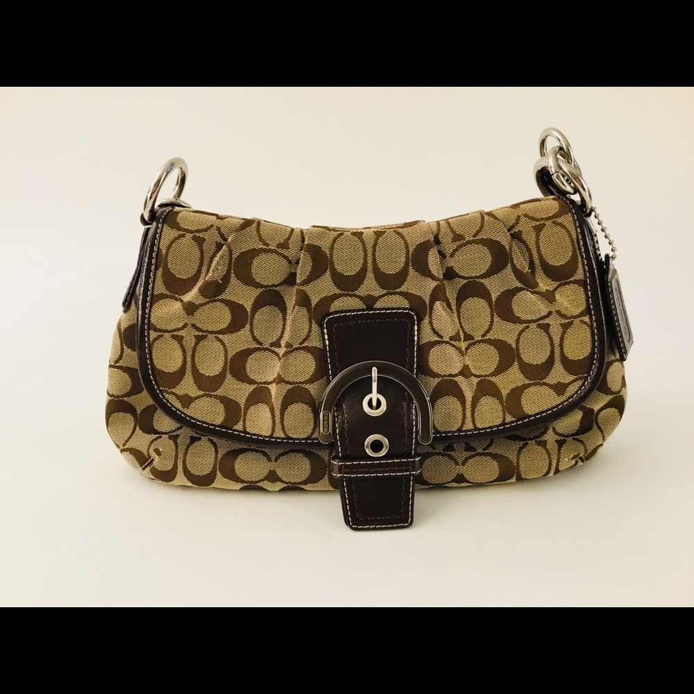 Vintage Coach Signature Jacquard Brown Canvas Handbag